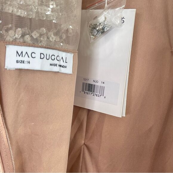 Mac Duggal 5217 Plus Size 14 Embellished Illusion Formal Evening Gown, Nude - Picture 13 of 16